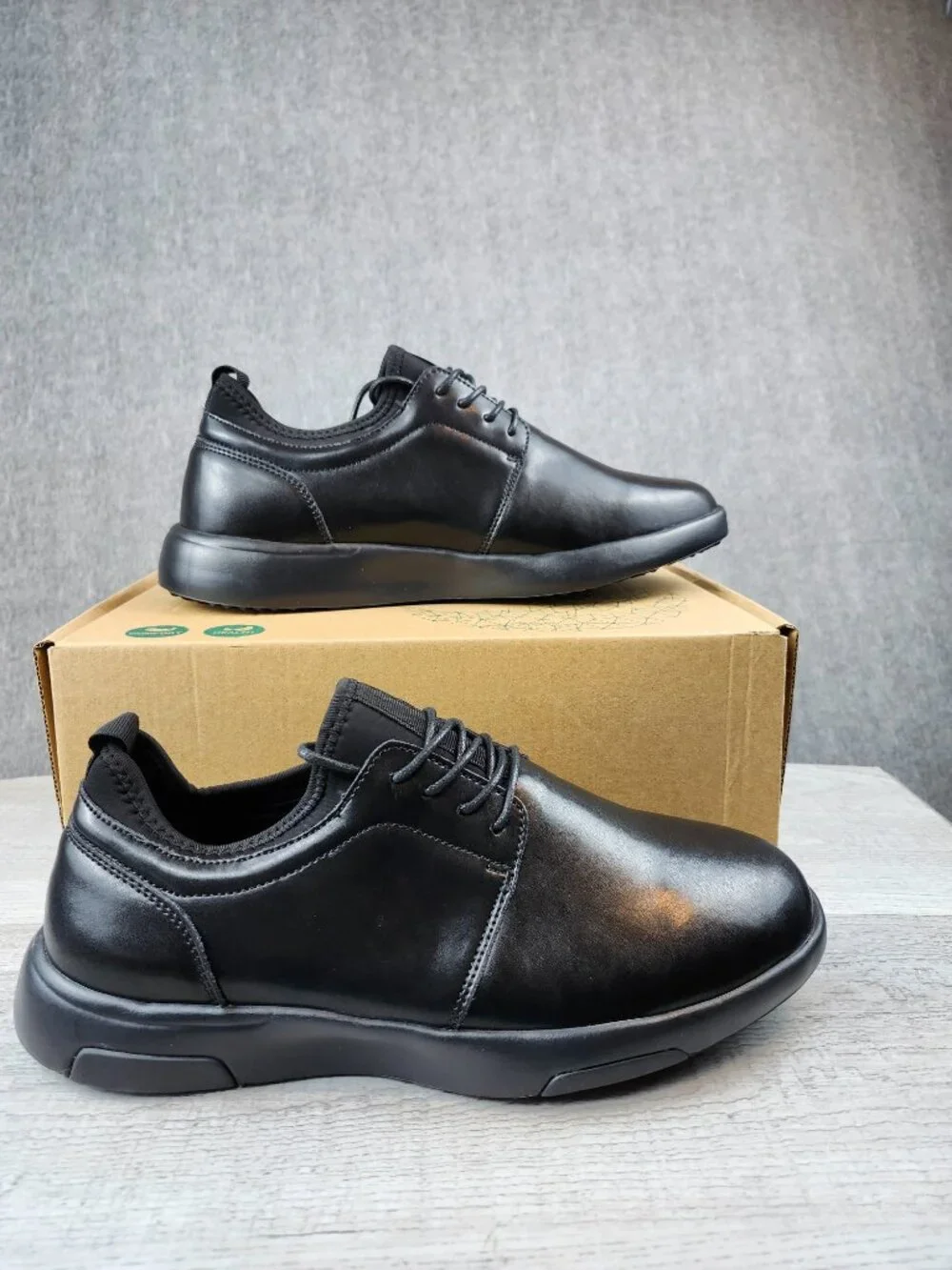 OrthoComfoot Men Size EU43 (US 10) Orthopedic Black Leather Dress Shoes